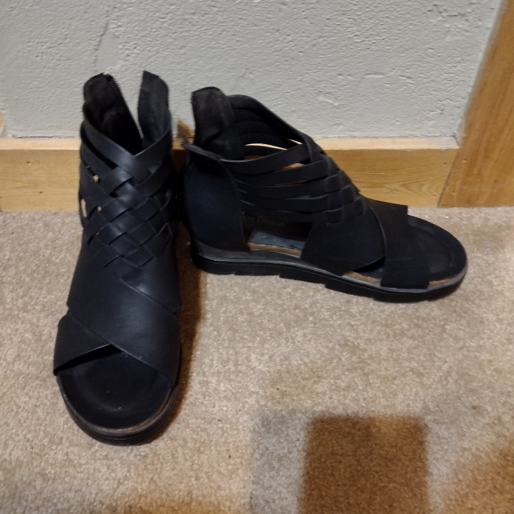 Black Wedge Sandals